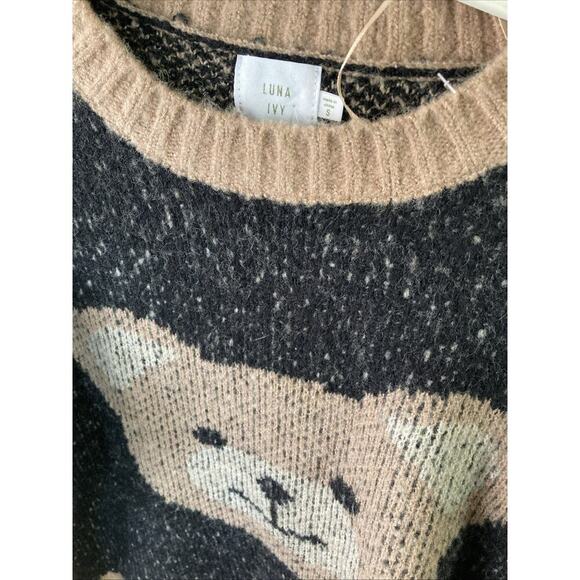 Anthropologie Luna Ivy Cozy Teddy bear Cropped Loose fit Sweater sz S New flaws - Picture 3 of 9